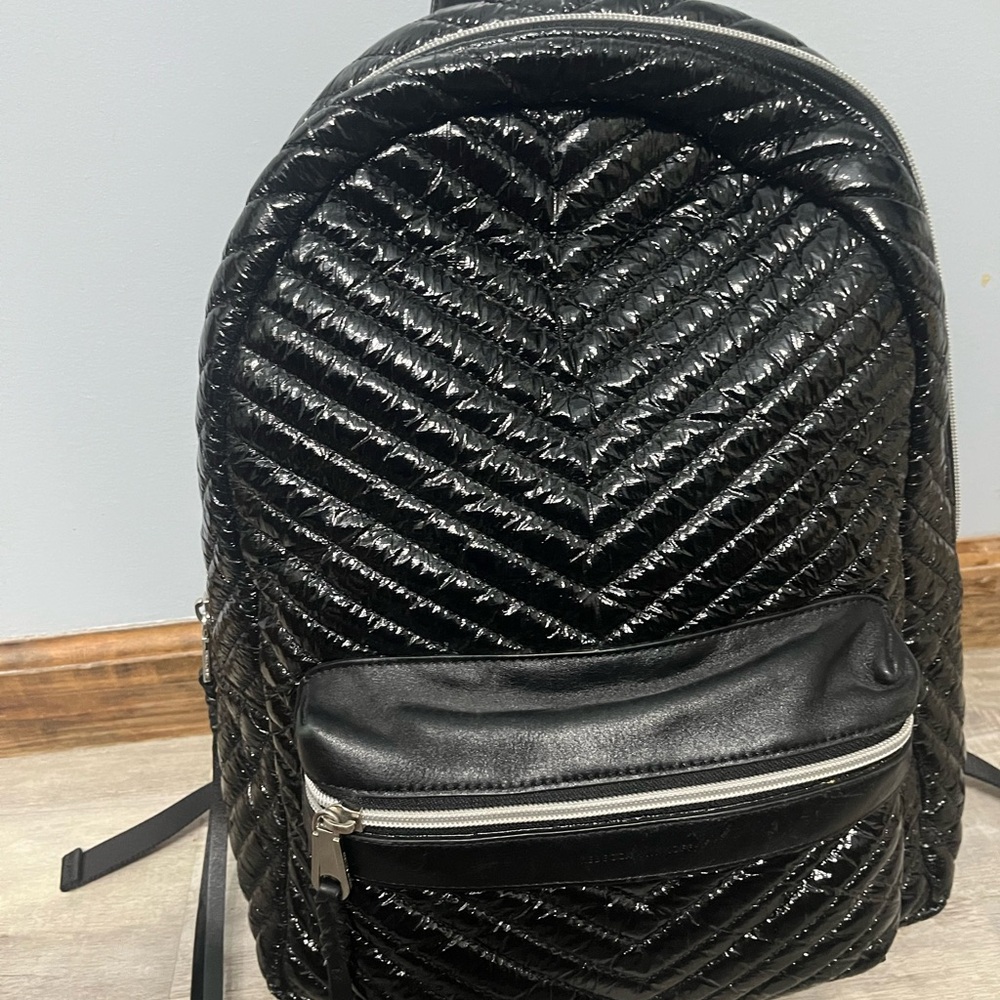Rebecca Minkoff Shiny Black Quilted Backpack